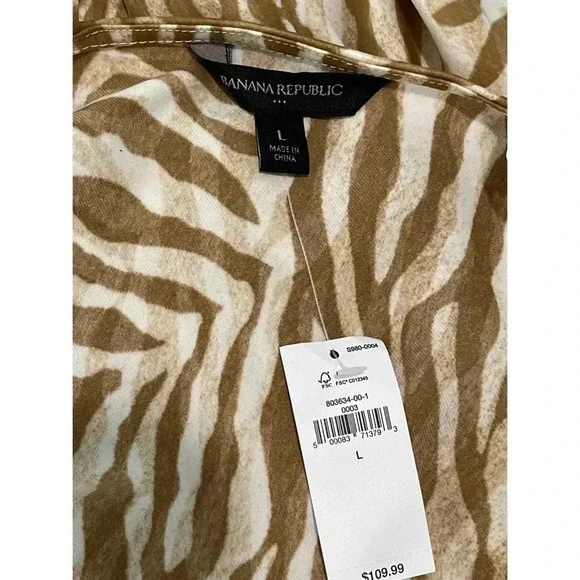 Banana Republic Factory Dress Women's Large Beige Animal Print Cross Back Slip - Picture 8 of 8